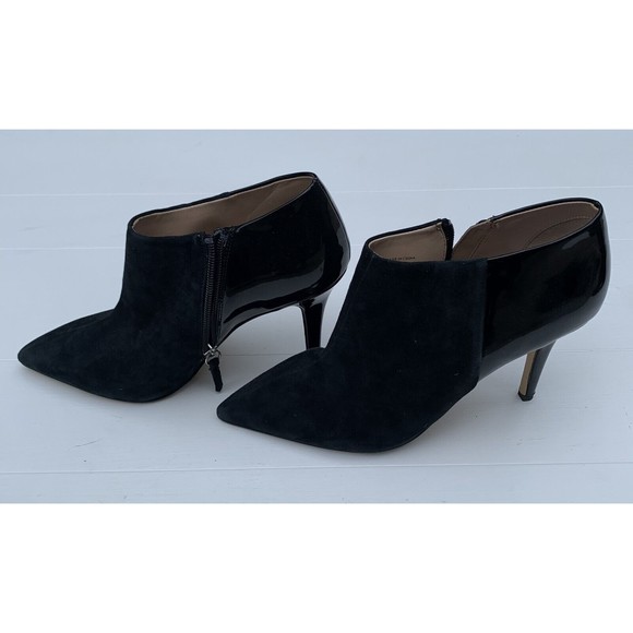 White House Black Market Eliza Suede & Patent Booties Womens Black Size 9 - Picture 4 of 9